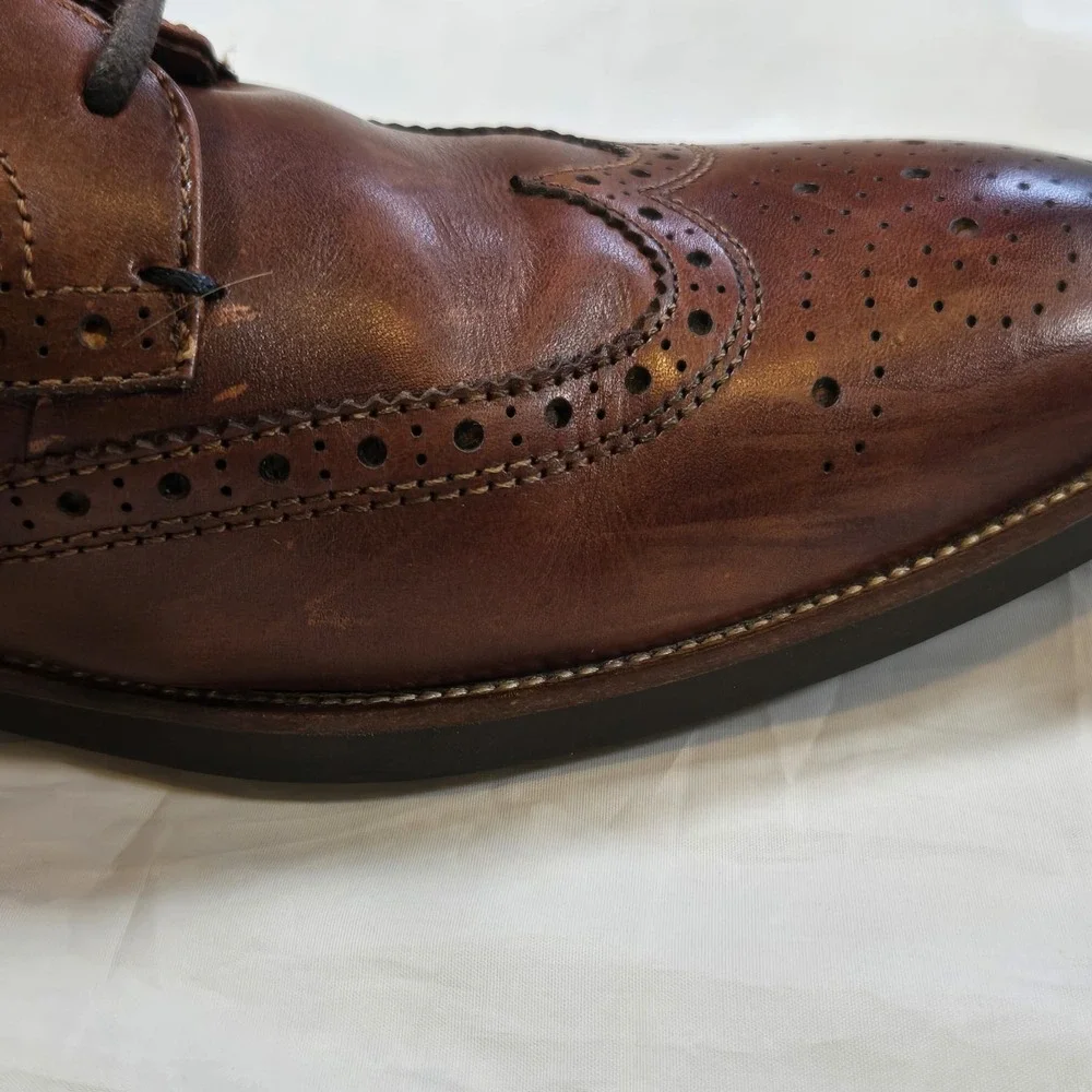 Florsheim Comfortech Ortholite Wingtip Oxford Brogue Brown Leather Men's 9.5M